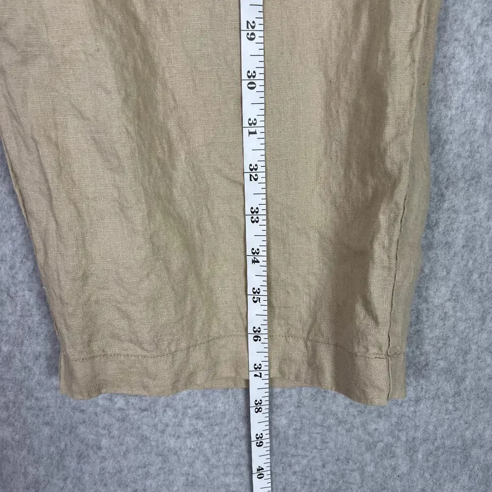Quince Beige 100% European Linen Cropped High Waisted Pull On Pants Size XL